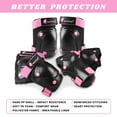 thumbnail image 4 of QUANFENG QF Kids Knee Pads and Elbow Pads with Wrist Guards 3 in 1 Protective Gear Set for Children Outdoor Activities, Black + Pink, 4 of 6