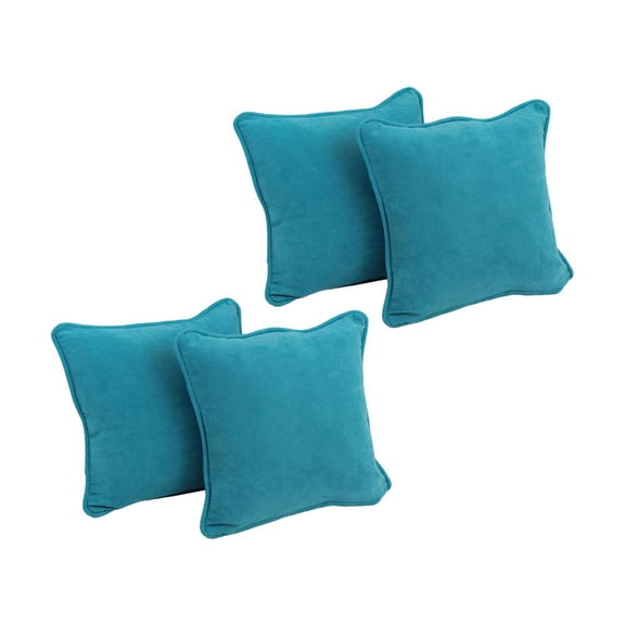 18-inch Double-corded Solid Microsuede Square Throw Pillows with Inserts (Set of 4) 9810-CD-S4-MS-AB