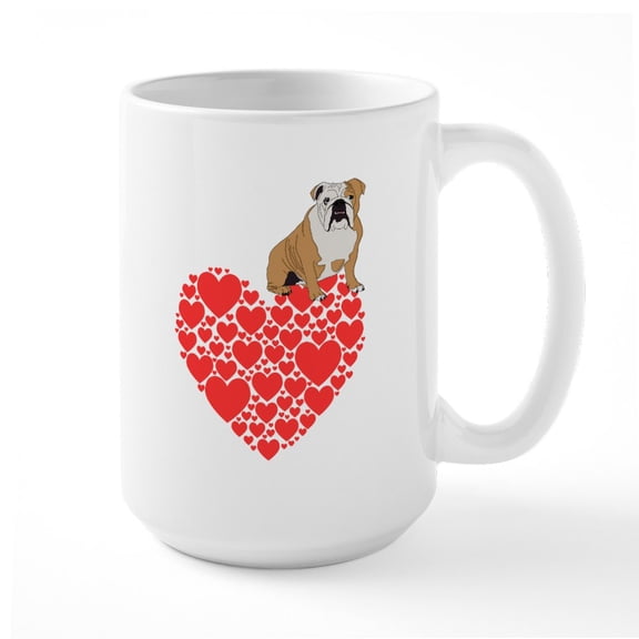 CafePress - Bulldog Heart - 15 oz Ceramic Large White Novelty Mug