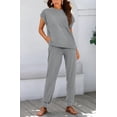 thumbnail image 7 of BTFBM Women's Two Piece Tracksuit Outfits Summer Short Sleeve Tops Long Pants Jogger Lounge Matching Sets Sweatsuit, 7 of 7