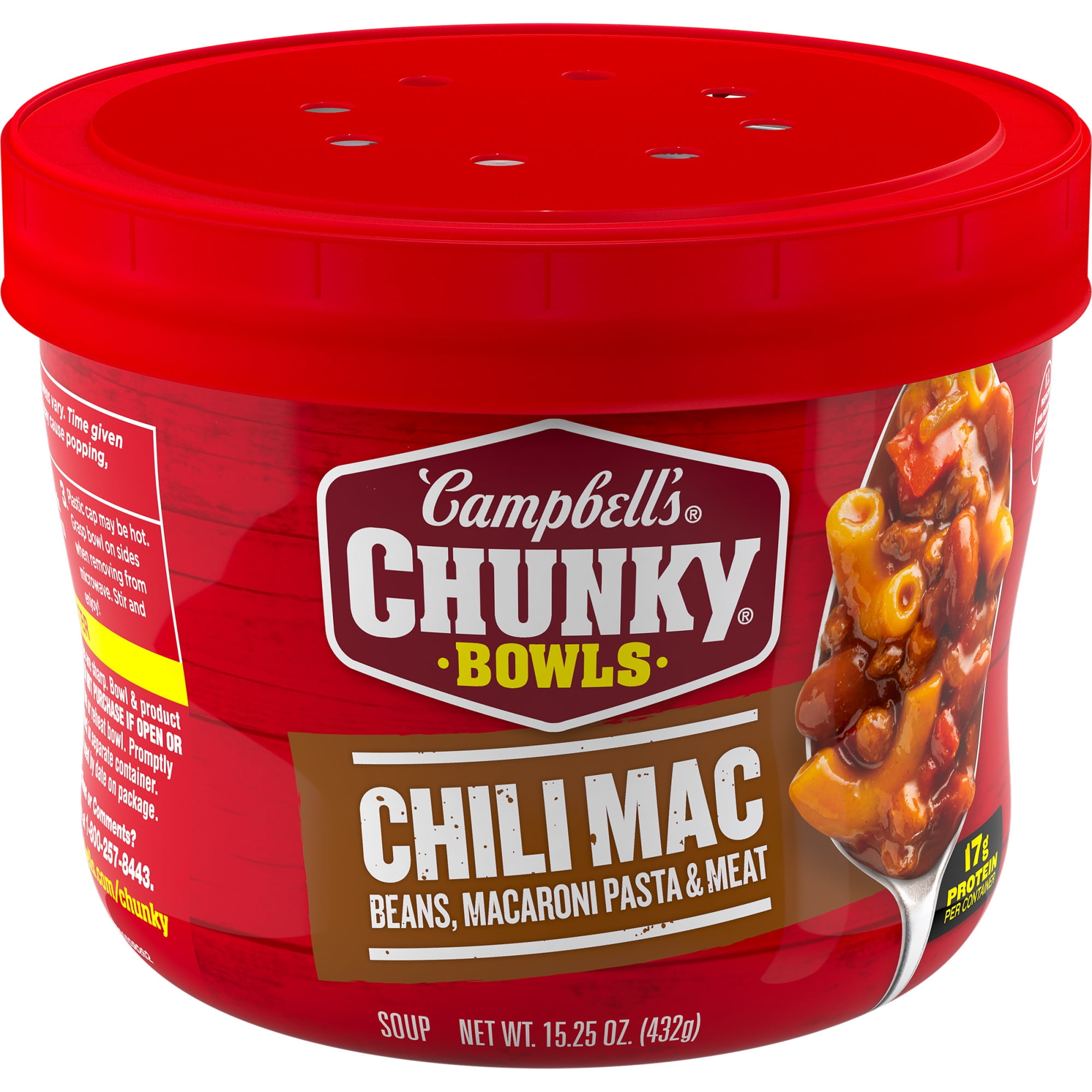 (2 pack) Campbell’s Chunky Soup, Chili Mac Soup, 15.25 oz Microwavable Bowl