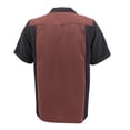 thumbnail image 2 of Men's Two Tone Bowling Casual Dress Shirt (Dark Brown / Black, L), 2 of 2