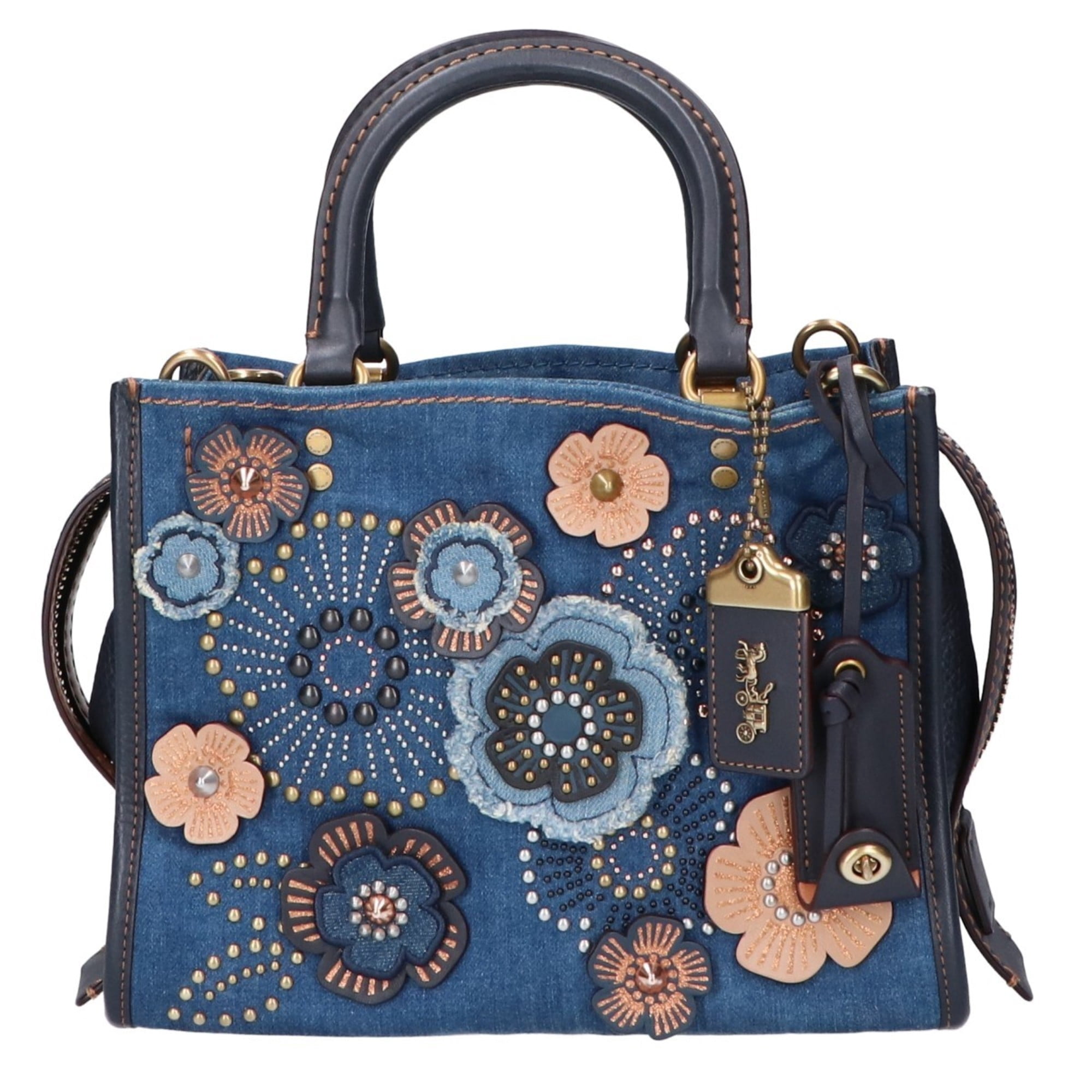 Pre-Owned COACH Rogue 25 with Tea Rose Denim Rivets, 2-Way Handbag
