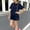 Navy, variant on Girls Summer Outfit Sets, Short Sleeve Casual 2 Piece T-shirts and Shorts Sets Purple Size 10-12