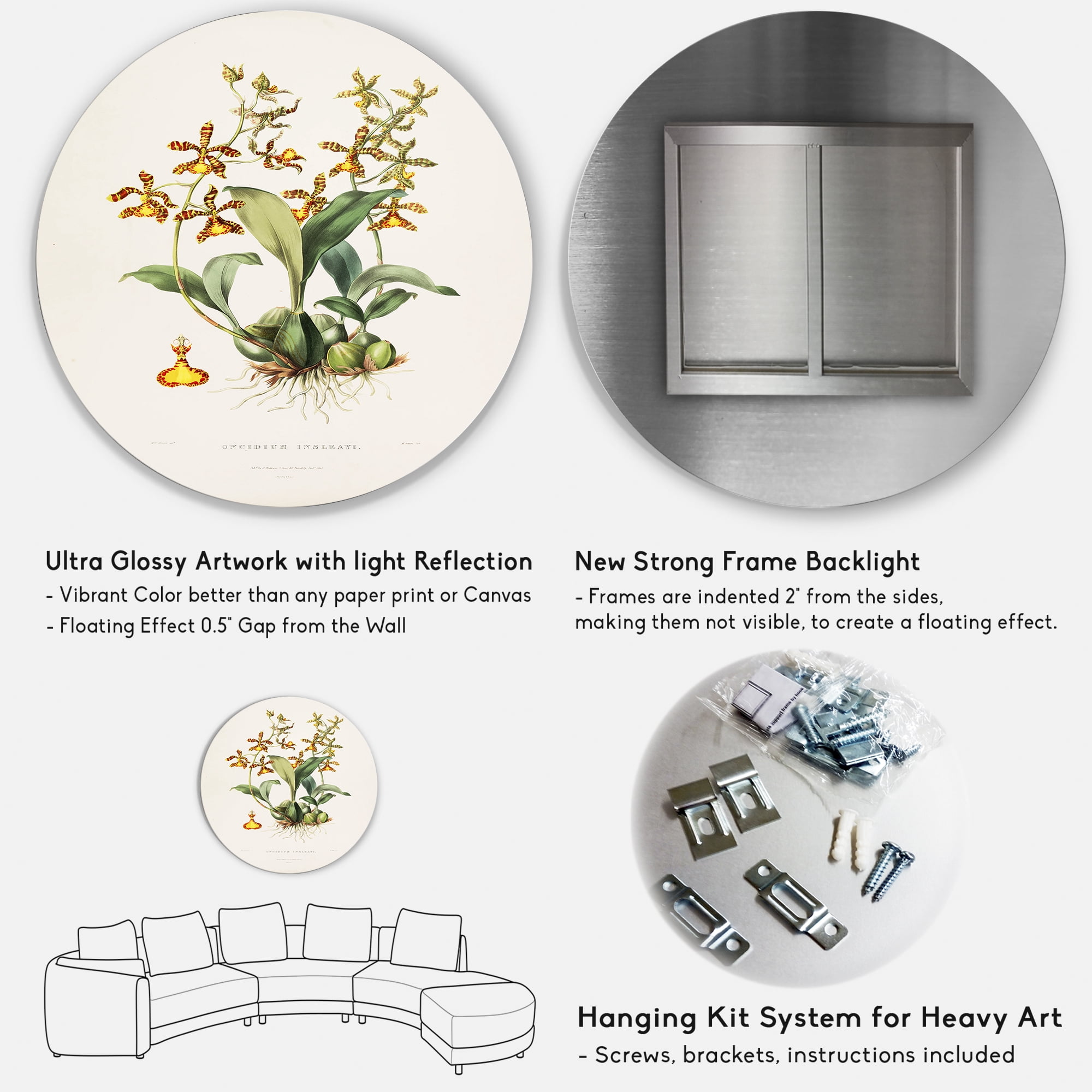 Designart 'Ancient Flower I' Traditional Circle Metal Wall Art 23x23 - Disc of 23
