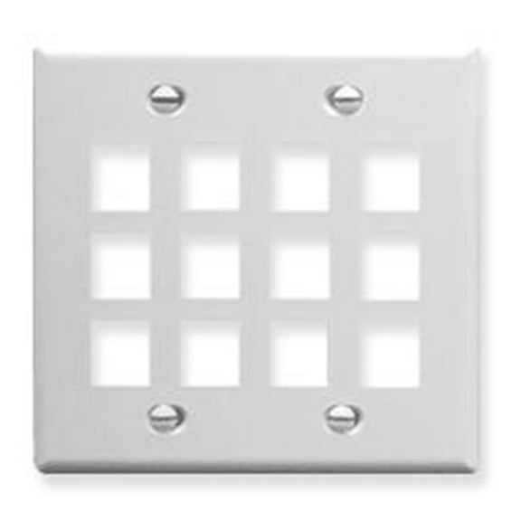12-Port Flat Faceplate, 2-Gang, White