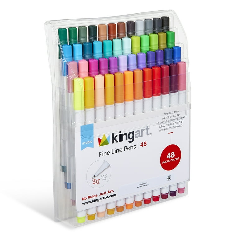Brush Pens Kingart Fine Line Pen Set 48 KINGART 48pc Fine Line
