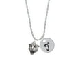 thumbnail image 2 of Delight Jewelry Silvertone Small Jaguar - Mascot Silvertone Script Initial Disc - F - Charm Necklace, 20"+3", 2 of 4