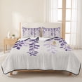 thumbnail image 3 of Twin XL Quilt Set 68''x98'', Purple Ombre Botanical Lightweight Bedspread Coverlet Set with 2 Pillow Shams, Watercolor Pastoral Leaf Farmhouse Breathable All Season Quilt Bedding for Dorm/Guest Room, 3 of 9