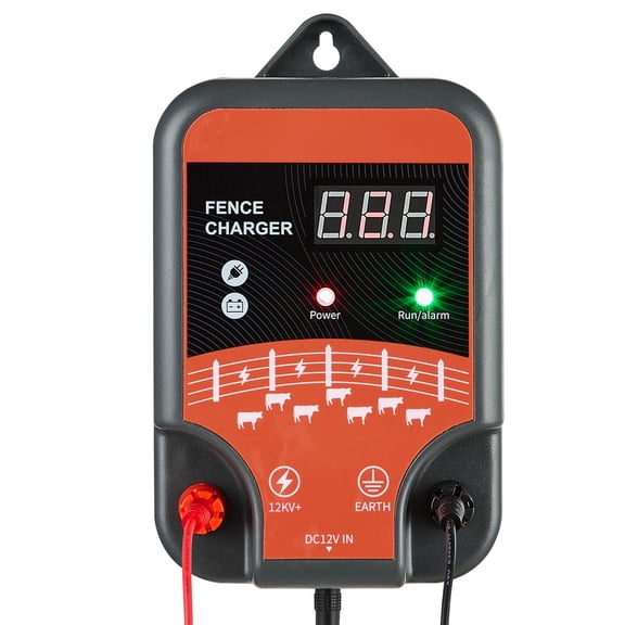 Heavy Duty Electric Fence Charger,10kV AC/DC Energizer with LED Light,1.86 Mile Range for Livestock Security Against Predators