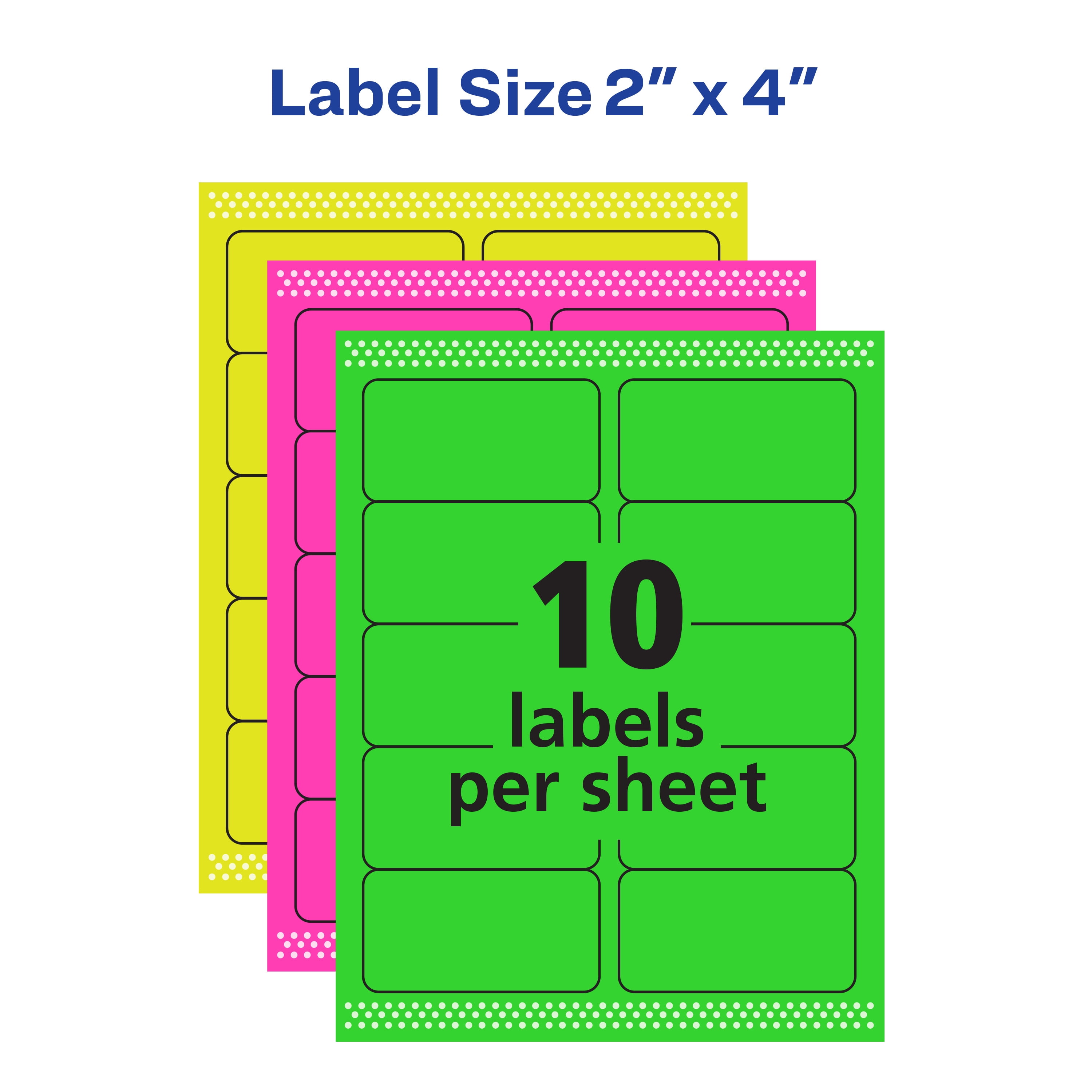 Avery Neon Shipping Labels with Sure Feed for Laser Printers, 2