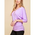 thumbnail image 5 of Made by Johnny Women's V-Neck 3/4 Sleeve Dolman Top with Side Shirring XXXL LILAC, 5 of 6