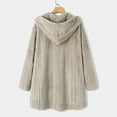 thumbnail image 5 of Women's Loose Button Plush Hooded Solid Color Long-Sleeved Mid-Length Coat for Fall and Winter, Comfort Fit, Winter Clothes for Women,Khaki,XL, 5 of 5