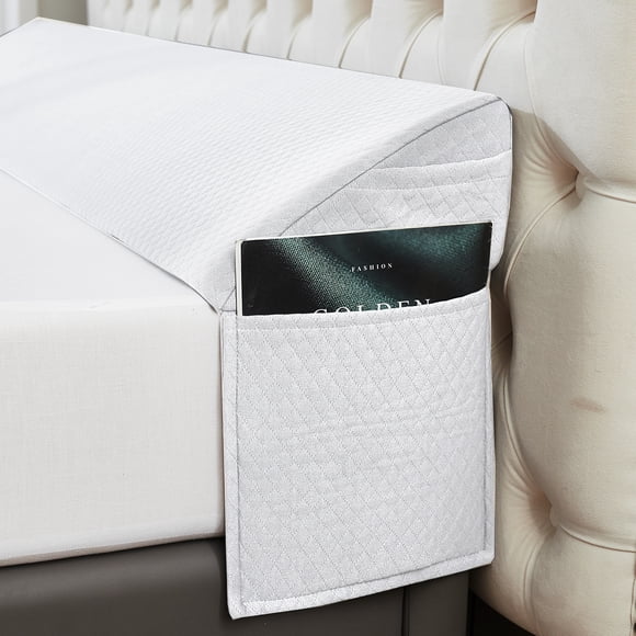 Oaskys Queen-Sized Headboard Wedge Pillow, Memory Foam Pillow with Side Pockets & Removable Cover, Soft and Supportive Headrest, Ergonomic Design for Acid Reflux & Back Pain Relief