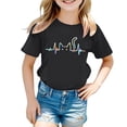 thumbnail image 3 of Adeawade Girls Short Sleeve T Shirt Crewneck Cartoon Prints Tee Tops Basic Summer Clothing Black 6-7 Years, 3 of 3
