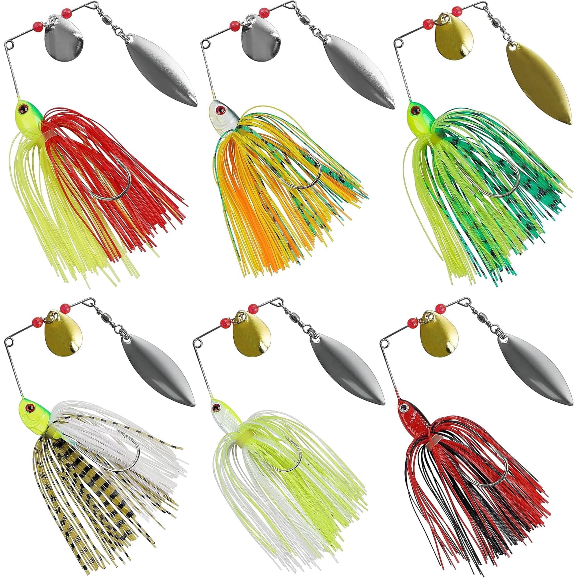 Spinnerbait Fishing Lures Bass Fishing Spinner Baits Hard Metal Buzzbait Multicolor Spinnerbait Jigs for Bass Pike Trout Salmo 6pcs