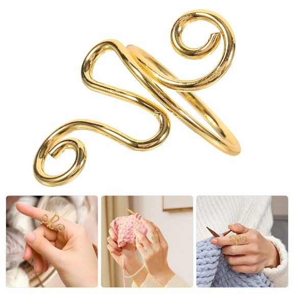 GAXIRE 5Pcs Golden Crochet Rings Yarn Guide Finger Holders for Knitting and Crochet