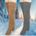 thumbnail image 2 of Besolor 2 Pairs Over Knee Fuzzy Socks, Plush Slipper Stockings, Cozy Long Leg Warmers for Women, Winter Home & Sleeping Socks, 2 of 4
