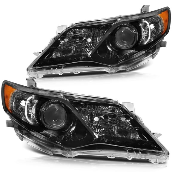 SCITOO Headlight Assembly Fit For Toyota Camry 2012-2014 Headlamp in Black Housing Amber Reflector Clear Lens