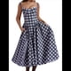 thumbnail image 2 of Vestido Elegante con Corsé para Mujer, Vestido Midi con Tirantes, Escote Bajo, Plisado y Fluido, Vestido de Fiesta con Bustier. Cuadros Azules S, 2 of 7