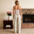 thumbnail image 5 of CIENVNSTG Women Linen Lightweight Barrel Pants Drawstring Comfort Casual Lounge Pants Baggy Loose Ankle Pants with Pocket Brown S, 5 of 5