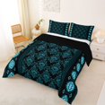 thumbnail image 2 of Erosebridal Bohemian Aztec Queen Comforter Set 3pcs For Teens Adults,Boys Girls Boho Damask Bedding Comforter Set,Black Blue,Black Reversible, 2 of 6