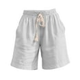 thumbnail image 4 of Byworldtasic No Boundarie Women's Summer Shorts Casual Bermuda Wide Leg Mid Length High Waisted Drawstring Short with Pocket, 4 of 7
