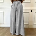 thumbnail image 4 of JULMCOMO Palazzo Pants for Women Striped Elastic Waisted Flowy Oversized Wide Leg Pants Full Floor Length Resort Baggy Trousers with Pockets White S, 4 of 6