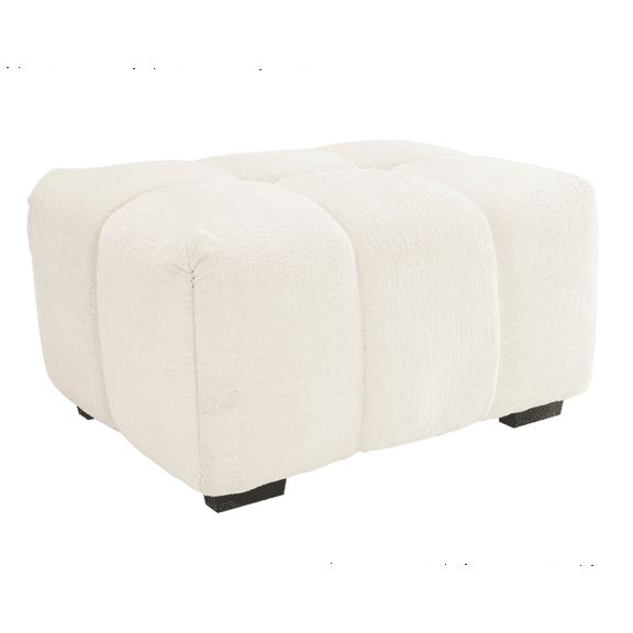 JERFIT Modern White Chenille Sofa Set with Ottoman, Armless Sectional Couch, Modular Tufted Loveseat for Small Space, Soft Fabric Sofa Bed