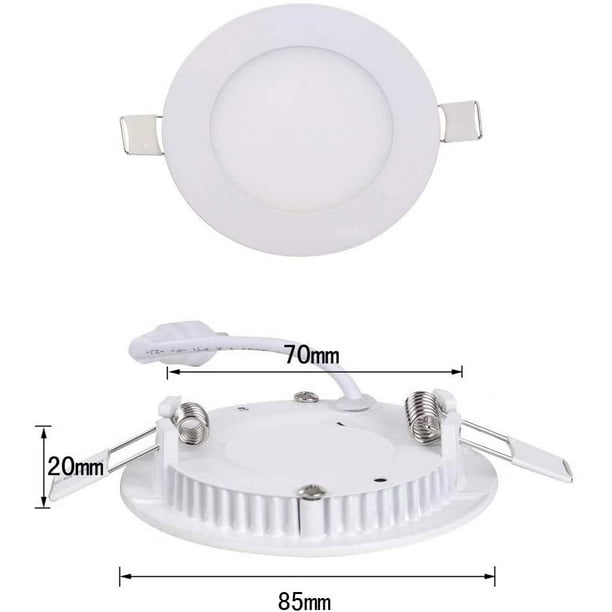 Mini plafonnier LED encastrable 3W Blanc Chaud 3000K