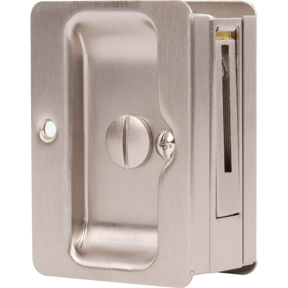 Tall Square Pocket Door Lock, Privacy (Bed/Bath) Latch, Satin Nickel by Stone Harbor Hardware
