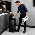 thumbnail image 3 of Dual Compartment Kitchen Trash Can 16 Gallon (60L) – Stainless Steel – Soft-Close Lids, Pedals, Removable Plastic Buckets – Recycling & Garbage Bin Combo – Indoor Bin – Black, 3 of 8