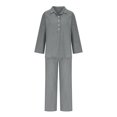 thumbnail image 4 of SELONE Summer Outfits for Women 2 Piece Cotton Linen Set Boyfriend Oversized T Shirts Straight Leg Pant Plus Size Tracksuit Collared Neck Casual Sets Fashion Suits Beach Solid Two Piece Outfits, 4 of 6