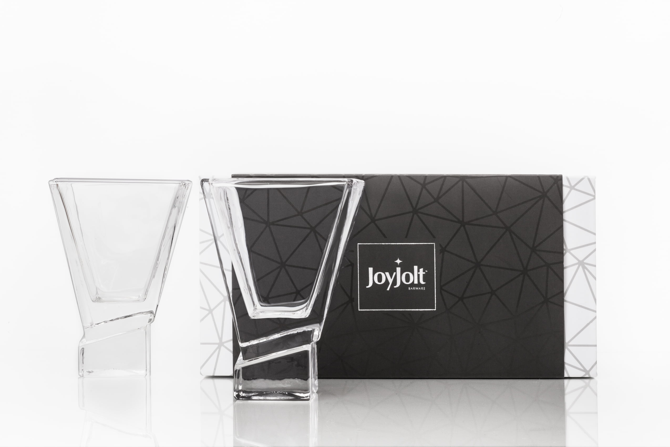 Joyjolt Carre Collection Cocktail Glasses - Set Of 2 Square Heavy