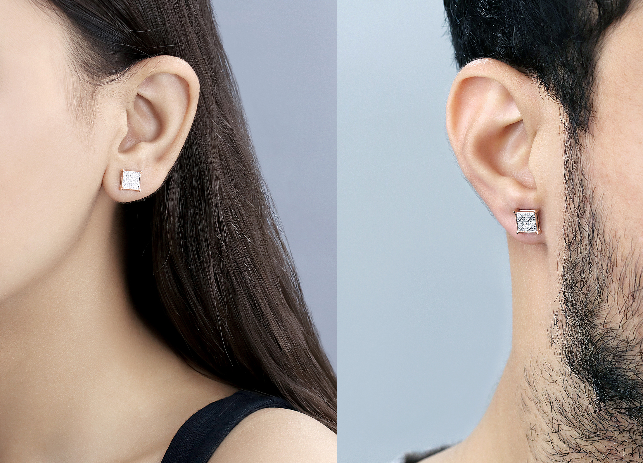 Dazzlingrock Collection Orecchini A Forma Di Dado Con Diamanti, 0,30 Carati Totali, Argento 925, Stile Hip Hop