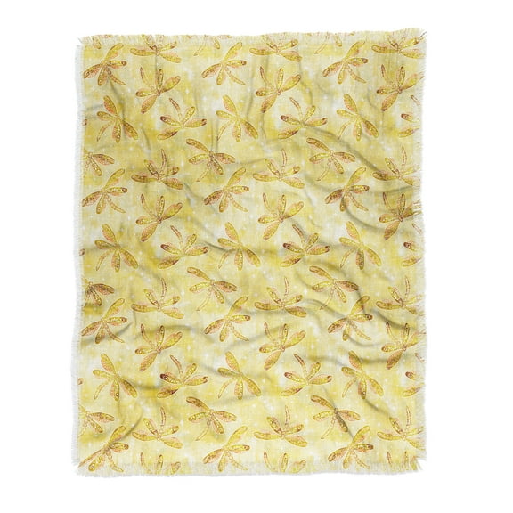 Society6 Schatzi Brown Dragonfly Golden Woven Throw Blanket