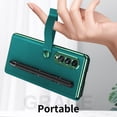 thumbnail image 6 of K-Lion for Samsung Galaxy Z Fold 3 7.6 Inch Hybrid Case, Luxury PU Leather Plating Mirror PC S Pen Holder Slot Hand Strap Stand Function Cover Shockproof Protective Folio Case, Green, 6 of 7