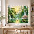 thumbnail image 5 of Ethereal Mountain Lake with Waterfalls in Mist, Dreamy Digital Art for Nature Lovers, Japanese Inspired Landscape Wall Decor, Housewarming Gift, Tapestry Wall Hanging for Bedroom and Living Room, 5 of 7