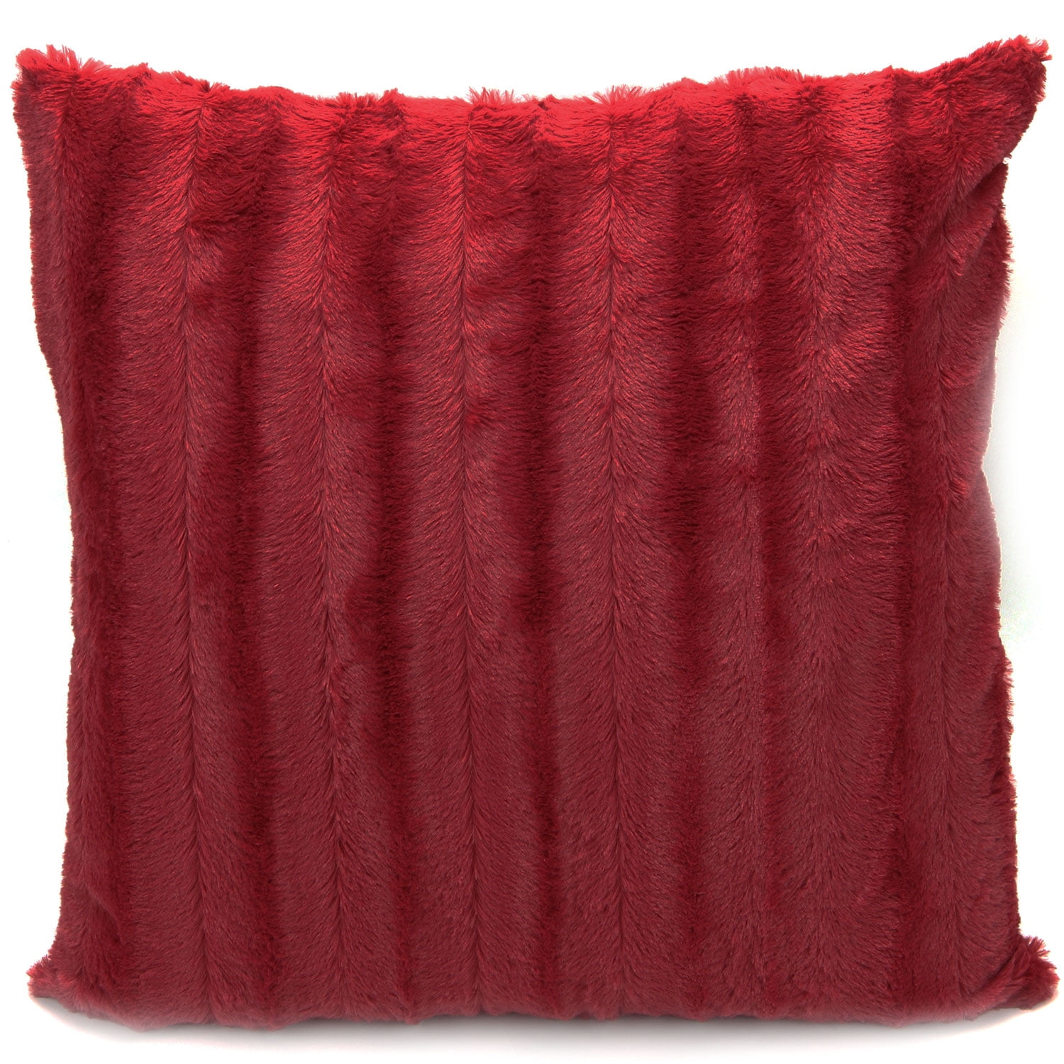 Maroon Faux Fur Decorative Throw Pillow Cover