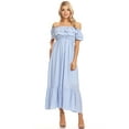 thumbnail image 1 of Women's Boho Peasant Dress Off Shoulder Short Sleeve Ruffle Maxi Dresses, 1 of 5