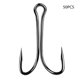 thumbnail image 1 of 50 PCS Fishing Hook Long Shank Double Hook Fishing Double Hook Kit Frog Fishing Hook Double Hook for Saltwater Freshwater, 1 of 5