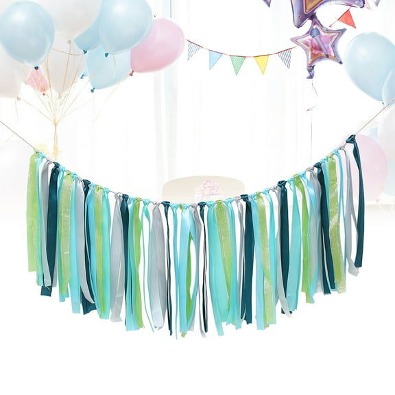 SOPOTUTU Green Ribbon Birthday Party Decoration Banner Elegant and for Celebrations and Events