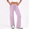 thumbnail image 4 of Pajama Pants for Women Soft Wide Leg Pants Flowy Comfy Casual Lounge Yoga Capri Pants 28" 29" Inseam Pink L, 4 of 6