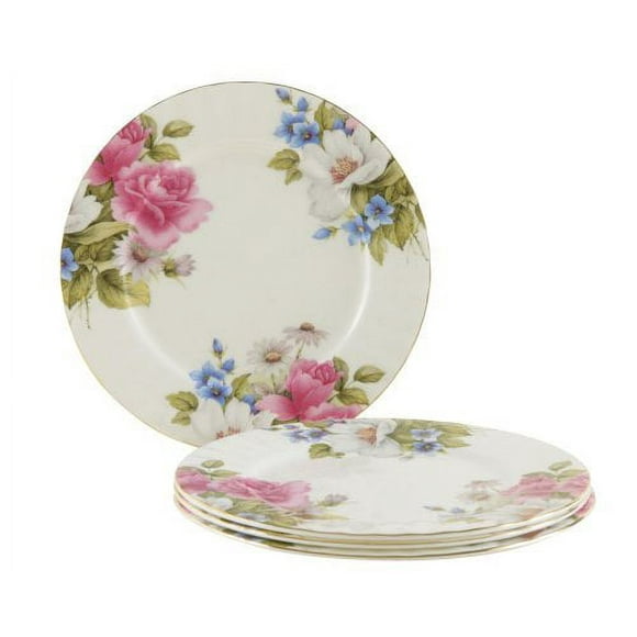 Gracie Bone China Assiette à Dessert 7-1/2 Pouces, Rose Graces Rose, Ensemble de 4