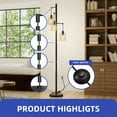 thumbnail image 4 of ModFusion Elegant 3-Head Floor Lamp with Glass Lampshades & Adjustable Standing Lamp with Foot Switch, E26 Bulbs Compatible, Black, 4 of 8