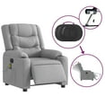 thumbnail image 3 of vidaXL Electric Massage Recliner Chair Light Gray Fabric, 3 of 9