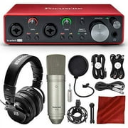 Focusrite Scarlett 2i2 2-in 2-Out USB Recording Audio Interface (3rd Gen) + Tascam TM-80 Studio Condenser Microphone, PreSonus HD9 Professional Headphones and More
