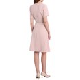 thumbnail image 3 of INSPIRAR CHIC Vestido de Cóctel A-Line Cuello Choker Manga Corta Con Cinturón Vestidos Elegantes Acampanados M Rosa, 3 of 5