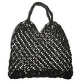 thumbnail image 1 of Hollow Out Mesh Knitted Beach Bag Handmade Cotton String Unlined Shoulder Bag Black 1 Piece, 1 of 9