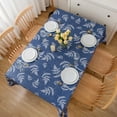 thumbnail image 4 of Vinyl Tablecloth with Flannel Backed Waterproof Oil-Proof PVC Table Cloth Stain-Resistant Wipeable Easy Care Table Cover for Indoor and Outdoor (Blue Pattern 2, 60 x 84 Inch Rectangle), 4 of 6